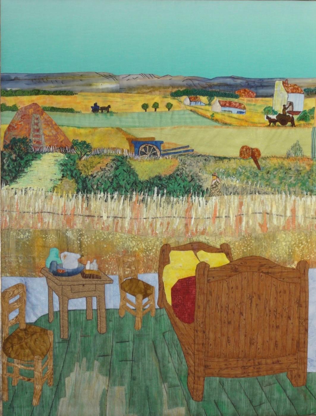 Patchwork ve karma teknikler - Van Gogh esinli tekstil eseri